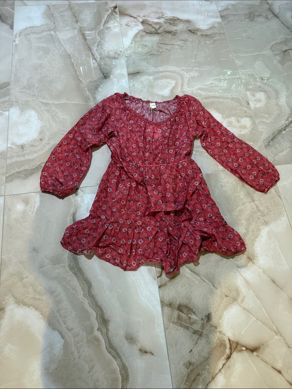XiRENA Red Floral Long-Sleeve Ruffle Mini Dress